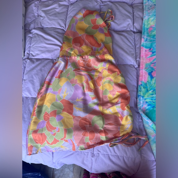 SOLD Runaway The Label Tammy Sage Floral Halter Mini Dress - Picture 4 of 5